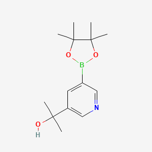 molecular formula C14H22BNO3 B578015 2-(5-(4,4,5,5-Tetramethyl-1,3,2-dioxaborolan-2-yl)pyridin-3-yl)propan-2-ol CAS No. 1257431-63-2