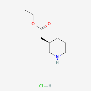 molecular formula C9H18ClNO2 B578019 (R)-Ethyl 2-(piperidin-3-yl)acetate hydrochloride CAS No. 1233200-48-0