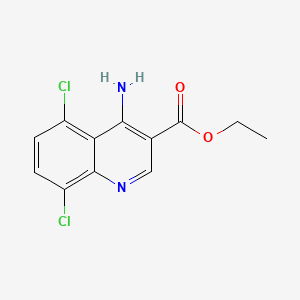 molecular formula C12H10Cl2N2O2 B578021 Ethyl 4-amino-5,8-dichloroquinoline-3-carboxylate CAS No. 1242260-10-1