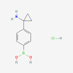 molecular formula C9H13BClNO2 B578026 4-(1-Aminocyclopropyl)phenylboronic acid hydrochloride CAS No. 1256345-72-8