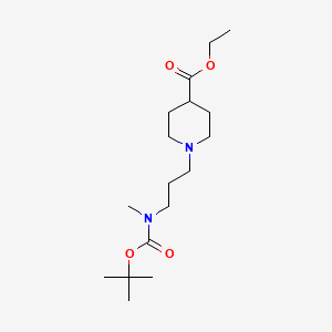 molecular formula C17H32N2O4 B578043 Ethyl 1-(3-((tert-butoxycarbonyl)(methyl)amino)propyl)piperidine-4-carboxylate CAS No. 1313712-70-7