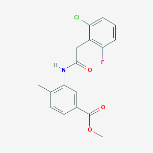 molecular formula C17H15ClFNO3 B5780459 METHYL 3-{[2-(2-CHLORO-6-FLUOROPHENYL)ACETYL]AMINO}-4-METHYLBENZOATE 