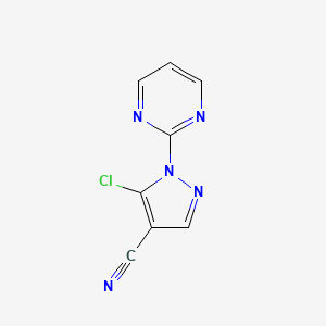 molecular formula C8H4ClN5 B578074 5-Chloro-1-(pyrimidin-2-YL)-1H-pyrazole-4-carbonitrile CAS No. 1269294-29-2