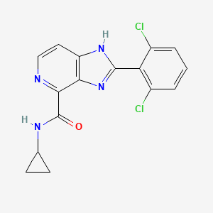 molecular formula C16H12Cl2N4O B578098 2-(2,6-二氯苯基)-N-环丙基-3H-咪唑并[4,5-c]吡啶-4-甲酰胺 CAS No. 1337880-69-9