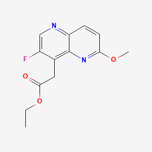 molecular formula C13H13FN2O3 B578101 Ethyl 2-(3-fluoro-6-methoxy-1,5-naphthyridin-4-yl)acetate CAS No. 1207621-43-9
