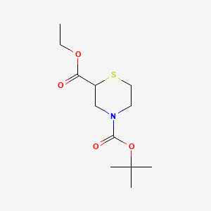 molecular formula C12H21NO4S B578103 Ethyl N-Boc-2-thiomorpholinecarboxylate CAS No. 1346597-50-9