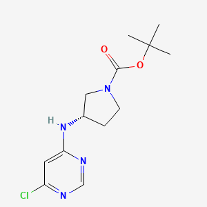molecular formula C13H19ClN4O2 B578104 (S)-3-(6-Chloro-pyrimidin-4-ylamino)-pyrrolidine-1-carboxylic acid tert-butyl ester CAS No. 1289585-01-8