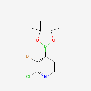 molecular formula C11H14BBrClNO2 B578109 3-Bromo-2-chloro-4-(4,4,5,5-tetramethyl-1,3,2-dioxaborolan-2-yl)pyridine CAS No. 1315351-37-1