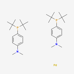 molecular formula C32H56N2P2Pd B578118 Bis[di-tert-butyl(4-dimethylaminophenyl)phosphine]palladium(0) CAS No. 1233717-68-4