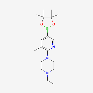 molecular formula C18H30BN3O2 B578119 1-Ethyl-4-(3-methyl-5-(4,4,5,5-tetramethyl-1,3,2-dioxaborolan-2-yl)pyridin-2-yl)piperazine CAS No. 1351380-80-7