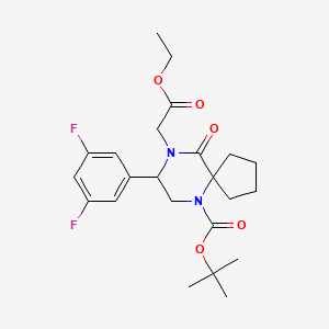 molecular formula C23H30F2N2O5 B578123 tert-Butyl 8-(3,5-difluorophenyl)-9-(2-ethoxy-2-oxoethyl)-10-oxo-6,9-diazaspiro[4.5]decane-6-carboxylate CAS No. 1206821-43-3