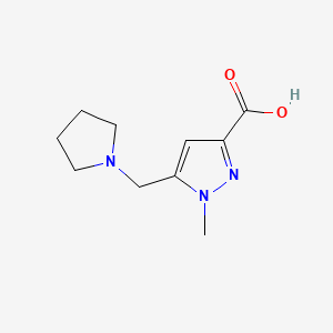 molecular formula C10H15N3O2 B578136 1-methyl-5-(pyrrolidin-1-ylmethyl)-1H-pyrazole-3-carboxylic acid CAS No. 1223748-34-2