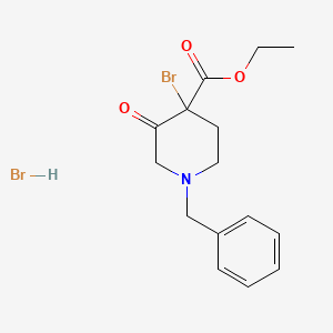 molecular formula C15H19Br2NO3 B578143 Ethyl 1-benzyl-4-bromo-3-oxopiperidine-4-carboxylate hydrobromide CAS No. 1303972-94-2