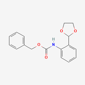 molecular formula C17H17NO4 B578146 2-[2-(Cbz-氨基)苯基]-1,3-二氧杂环 CAS No. 1346597-58-7