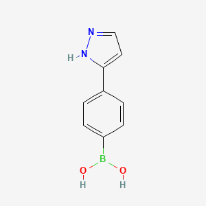 molecular formula C9H9BN2O2 B578149 [4-(1H-Pyrazol-5-YL)phenyl]boronic acid CAS No. 1226849-25-7