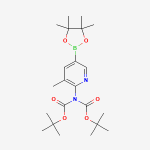 molecular formula C22H35BN2O6 B578164 tert-butyl N-[(2-methylpropan-2-yl)oxycarbonyl]-N-[3-methyl-5-(4,4,5,5-tetramethyl-1,3,2-dioxaborolan-2-yl)pyridin-2-yl]carbamate CAS No. 1346808-71-6