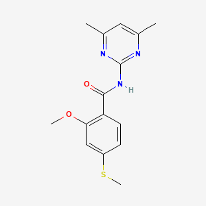 molecular formula C15H17N3O2S B5781725 N-(4,6-dimethylpyrimidin-2-yl)-2-methoxy-4-(methylsulfanyl)benzamide 