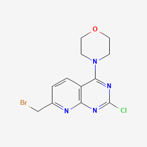 molecular formula C12H12BrClN4O B578183 4-(7-(Bromomethyl)-2-chloropyrido[2,3-d]pyrimidin-4-yl)morpholine CAS No. 1227958-17-9