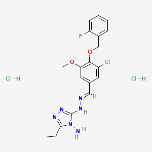 molecular formula C19H22Cl3FN6O2 B5781990 3-N-[(E)-[3-chloro-4-[(2-fluorophenyl)methoxy]-5-methoxyphenyl]methylideneamino]-5-ethyl-1,2,4-triazole-3,4-diamine;dihydrochloride 