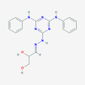 molecular formula C18H19N7O2 B5782246 (3E)-3-{2-[4,6-BIS(PHENYLAMINO)-1,3,5-TRIAZIN-2-YL]HYDRAZIN-1-YLIDENE}PROPANE-1,2-DIOL 