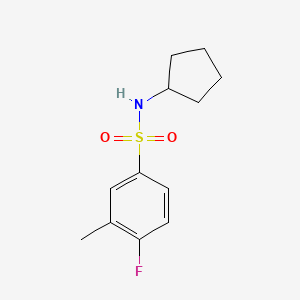molecular formula C12H16FNO2S B5782301 N-cyclopentyl-4-fluoro-3-methylbenzenesulfonamide 