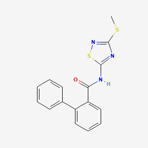 molecular formula C16H13N3OS2 B5782421 N-(3-methylsulfanyl-1,2,4-thiadiazol-5-yl)-2-phenylbenzamide 