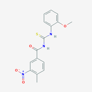 molecular formula C16H15N3O4S B5782540 N-{[(2-methoxyphenyl)amino]carbonothioyl}-4-methyl-3-nitrobenzamide 