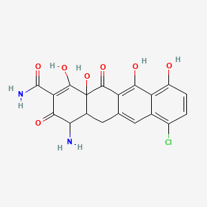 molecular formula C19H15ClN2O7 B578263 4-Amino-7-chloro-1,10,11,12a-tetrahydroxy-3,12-dioxo-3,4,4a,5,12,12a-hexahydrotetracene-2-carboxamide CAS No. 13977-41-8