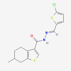 molecular formula C15H15ClN2OS2 B5782960 N'-[(E)-(5-chlorothiophen-2-yl)methylidene]-6-methyl-4,5,6,7-tetrahydro-1-benzothiophene-3-carbohydrazide 