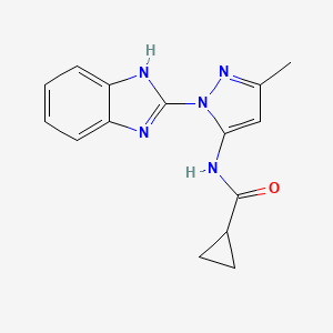 molecular formula C15H15N5O B5783527 N-[2-(1H-benzimidazol-2-yl)-5-methylpyrazol-3-yl]cyclopropanecarboxamide 