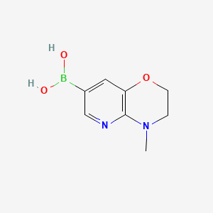 molecular formula C8H11BN2O3 B578378 (4-Methyl-3,4-dihydro-2H-pyrido[3,2-b][1,4]oxazin-7-yl)boronic acid CAS No. 1314239-17-2