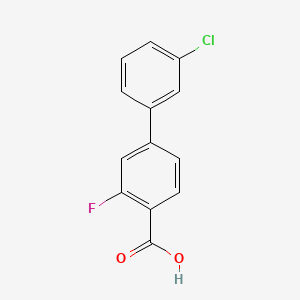 molecular formula C13H8ClFO2 B578422 4-(3-Chlorophenyl)-2-fluorobenzoic acid CAS No. 1261929-04-7