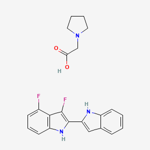 molecular formula C22H21F2N3O2 B578438 3,4-Difluoro-1H,1'H-2,2'-biindole 2-(pyrrolidin-1-yl)acetate CAS No. 1260251-26-0