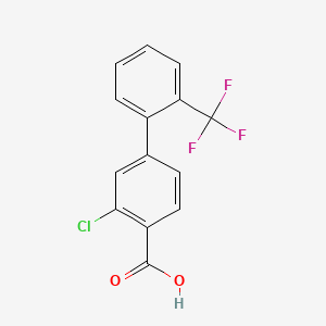 molecular formula C14H8ClF3O2 B578439 2-Chloro-4-(2-trifluoromethylphenyl)benzoic acid CAS No. 1237080-49-7