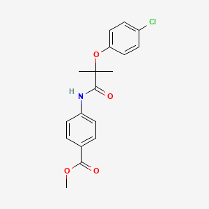 molecular formula C18H18ClNO4 B5784951 METHYL 4-[2-(4-CHLOROPHENOXY)-2-METHYLPROPANAMIDO]BENZOATE 