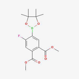 molecular formula C16H20BFO6 B578533 Dimethyl 4-fluoro-5-(4,4,5,5-tetramethyl-1,3,2-dioxaborolan-2-yl)benzene-1,2-dicarboxylate CAS No. 1256359-29-1