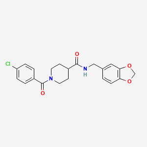 molecular formula C21H21ClN2O4 B5785617 N-[(2H-1,3-BENZODIOXOL-5-YL)METHYL]-1-(4-CHLOROBENZOYL)PIPERIDINE-4-CARBOXAMIDE 