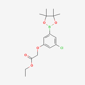 molecular formula C16H22BClO5 B578577 Ethyl 2-(3-chloro-5-(4,4,5,5-tetramethyl-1,3,2-dioxaborolan-2-yl)phenoxy)acetate CAS No. 1218789-47-9