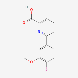 molecular formula C13H10FNO3 B578579 6-(4-Fluoro-3-methoxyphenyl)picolinic acid CAS No. 1261977-99-4