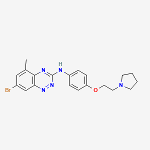 molecular formula C20H22BrN5O B578595 7-bromo-5-methyl-N-(4-(2-(pyrrolidin-1-yl)ethoxy)phenyl)benzo[e][1,2,4]triazin-3-amine CAS No. 1245646-89-2