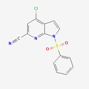molecular formula C14H8ClN3O2S B578620 1-(Phenylsulphonyl)-6-cyano-4-chloro-7-azaindole CAS No. 1227270-27-0