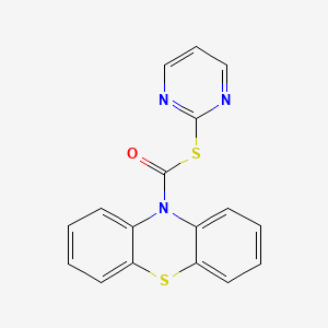 molecular formula C17H11N3OS2 B5786414 Phenothiazin-10-yl pyrimidin-2-ylthio ketone 