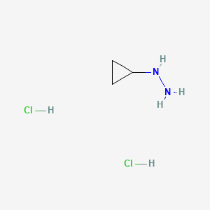 molecular formula C3H10Cl2N2 B578689 环丙基肼二盐酸盐 CAS No. 1374652-23-9
