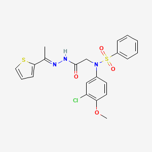 molecular formula C21H20ClN3O4S2 B5787624 N-(3-CHLORO-4-METHOXYPHENYL)-N-({N'-[(1E)-1-(THIOPHEN-2-YL)ETHYLIDENE]HYDRAZINECARBONYL}METHYL)BENZENESULFONAMIDE 