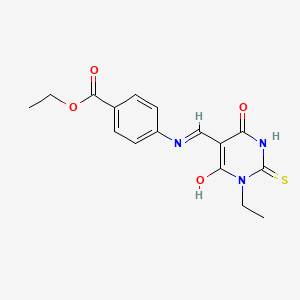 molecular formula C16H17N3O4S B5787633 Ethyl 4-[(1-ethyl-6-hydroxy-4-oxo-2-sulfanylidenepyrimidin-5-yl)methylideneamino]benzoate 