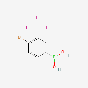 molecular formula C7H5BBrF3O2 B578778 4-Bromo-3-(trifluoromethyl)phenylboronic acid CAS No. 1310383-25-5