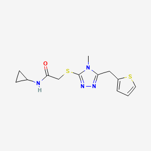 molecular formula C13H16N4OS2 B5788039 N-CYCLOPROPYL-2-{[4-METHYL-5-(2-THIENYLMETHYL)-4H-1,2,4-TRIAZOL-3-YL]SULFANYL}ACETAMIDE 