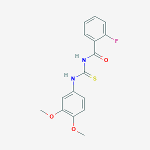 molecular formula C16H15FN2O3S B5788242 N-[(3,4-dimethoxyphenyl)carbamothioyl]-2-fluorobenzamide 