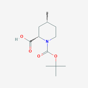molecular formula C12H21NO4 B057888 cis-1-(tert-Butoxycarbonyl)-4-methylpiperidine-2-carboxylic acid CAS No. 187752-72-3