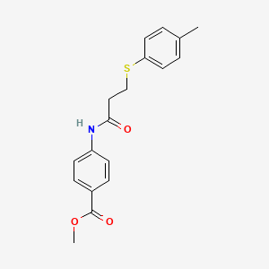 molecular formula C18H19NO3S B5788820 Methyl 4-({3-[(4-methylphenyl)sulfanyl]propanoyl}amino)benzoate 